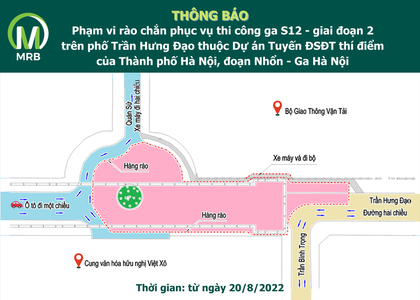 Hà Nội rào kín đường Trần Hưng Đạo để thi công ga ngầm metro