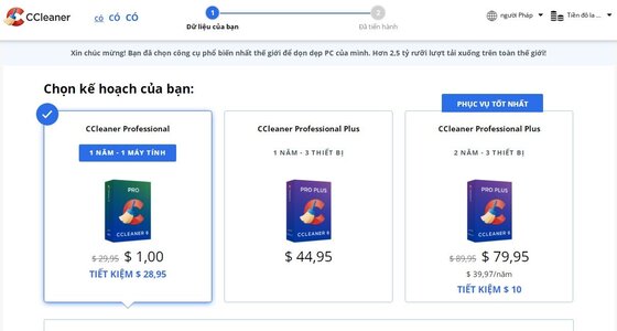 Nhận ngay CCleaner Professional 1 năm với giá chỉ 1$(23k)